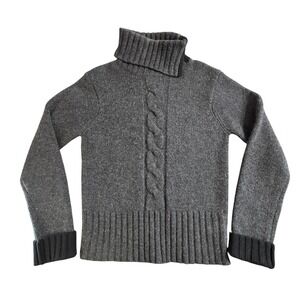 DKNY Gray Wool Cable Knit Turtleneck Sweater Women's Medium